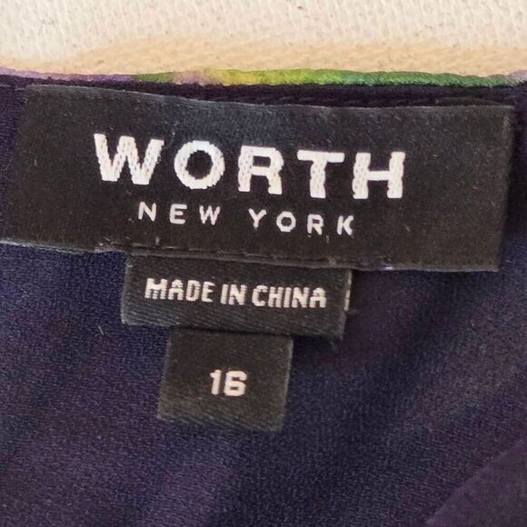 WORTH Womens Floral Silk Sleeveless Dress With Matching Shawl Multicolor Sz 16 - Picture 3 of 14